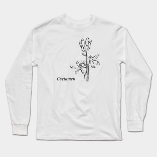 Cyclamen - line drawing Long Sleeve T-Shirt